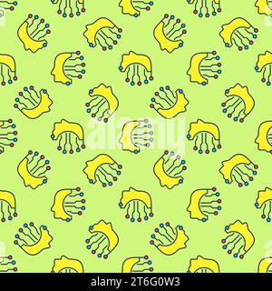 AI Head with Circuit Board vector ML concept colored seamless pattern Stock Vector