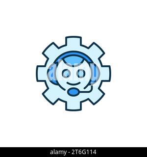 Chatbot in Gear vector Bot Settings concept colored icon or logo element Stock Vector