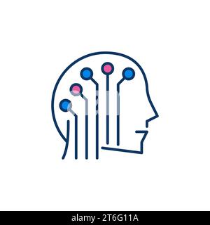 Brain Tech vector AI Head concept colored icon or sign Stock Vector