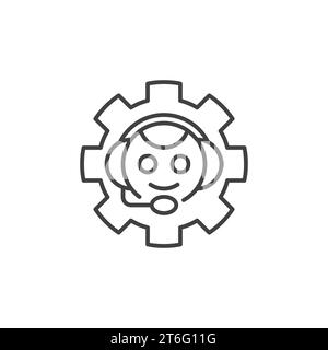 Chat Bot in Cog Wheel vector ChatBot Settings concept linear icon or symbol Stock Vector