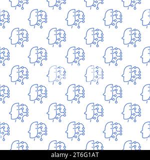 Vector AI Technology Head - Innovation concept outline seamless pattern Stock Vector