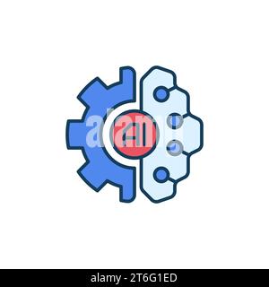 AI Brain with Cog Wheel vector Artificial Intelligence concept colored ...