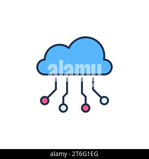 Cloud with Neural Network Data vector concept colored icon or sign Stock Vector