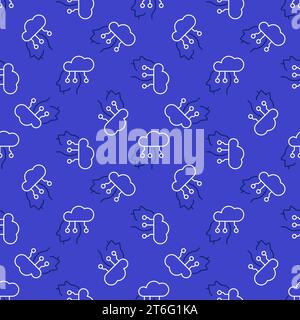 Head connected with Cloud vector Information concept blue linear seamless pattern Stock Vector