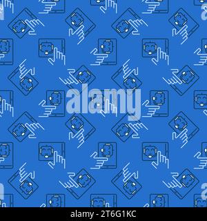 Chatbot on Tablet Screen vector concept blue modern seamless pattern Stock Vector