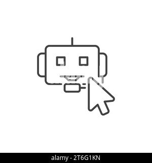 Mouse Cursor on Chatbot sign vector concept outline icon or symbol Stock Vector
