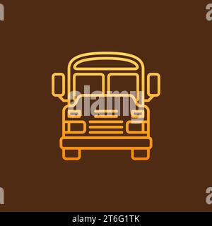Yellow School Bus concept creative line icon - Schoolbus vector linear logo element on dark background Stock Vector