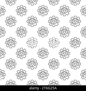 Chat Bot in Cog Wheel vector ChatBot Settings concept linear seamless pattern Stock Vector