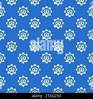 Chatbot in Gear vector Bot Settings concept colored seamless pattern Stock Vector