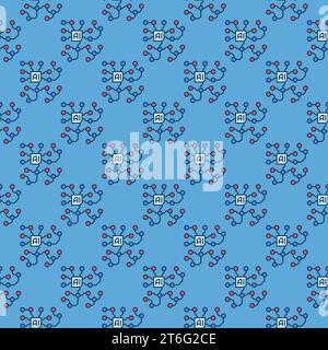 Artificial Intelligence Circuits concept AI vector modern blue seamless pattern Stock Vector