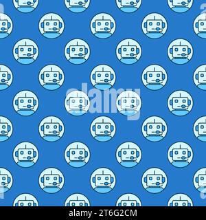 Circle with Robot Chatbot vector concept colored seamless pattern Stock Vector