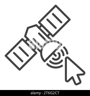 Mouse Click on Satellite vector concept thin line icon or design element Stock Vector