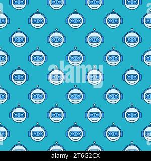 Funny Chatbot Head vector concept colored seamless pattern Stock Vector