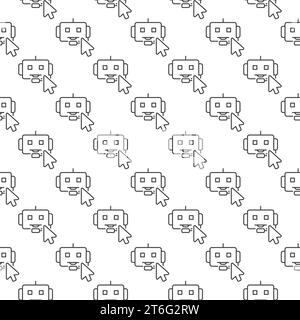 Mouse Cursor on Chatbot sign vector concept outline simple seamless pattern Stock Vector