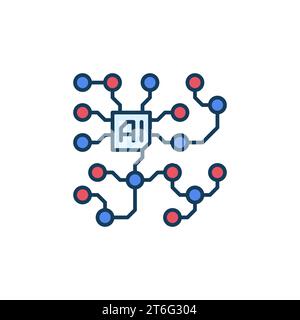 Artificial Intelligence Circuits concept colored icon or AI vector design element Stock Vector