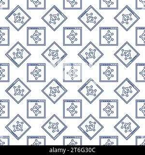 Neural Network in Web Browser vector concept seamless pattern in thin line style Stock Vector