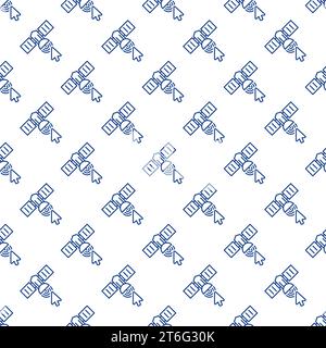 Mouse Click on Satellite vector concept thin line seamless pattern Stock Vector