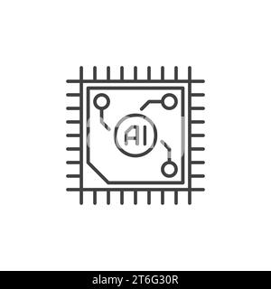 Processor with AI vector Artificial Intelligence CPU concept icon or symbol in outline style Stock Vector