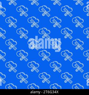 Cloud with Satellite vector concept blue seamless pattern Stock Vector
