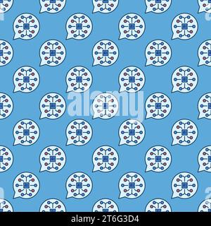 AI Speech Bubble vector Artificial Intelligence Brain concept colored round seamless pattern Stock Vector