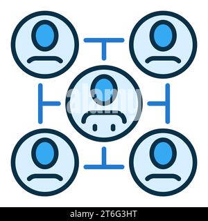 People in Five Circles vector Sociology concept blue icon or design element Stock Vector