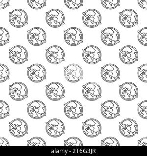 Satellite with Earth Planet vector concept outline seamless pattern Stock Vector