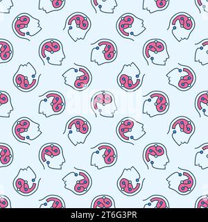 Artificial Intelligence Brain in Head vector AI concept colored seamless pattern Stock Vector