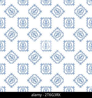 AI CPU vector Artificial Intelligence Processor or Chip concept seamless pattern in thin line style Stock Vector