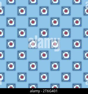 AI CPU vector Artificial Intelligence Processor concept colored seamless pattern Stock Vector