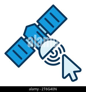 Mouse Cursor on Satellite vector concept blue icon or symbol Stock Vector