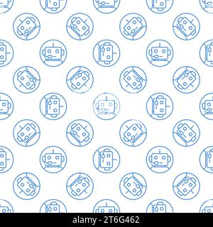 Chatbot Robot Circle vector concept thin line seamless pattern Stock Vector