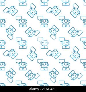 Chatbot Talking vector Communication Technology concept thin line seamless pattern Stock Vector