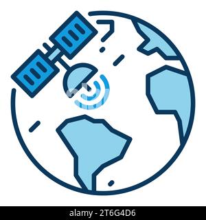 Earth and Satellite vector Satellite Internet Access concept blue ...