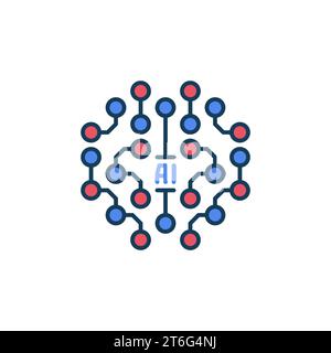 AI Brain Circuit Board vector Artificial Intelligence concept colored icon or sign Stock Vector