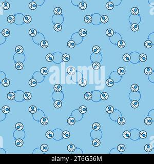 Social Interaction and Relationships vector concept blue seamless pattern Stock Vector