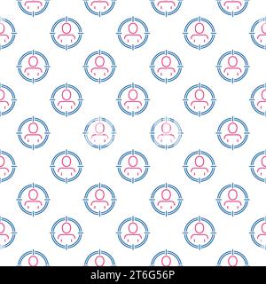 Man in Target vector Aim or Targeting concept creative seamless pattern in outline style Stock Vector