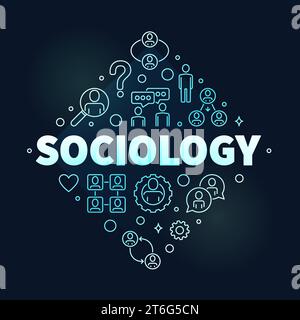 Sociology vector Patterns of Social Relationships concept modern outline banner with dark background Stock Vector