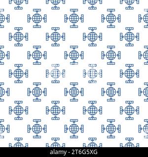 Earth Planet and Satellites vector concept blue seamless pattern Stock ...