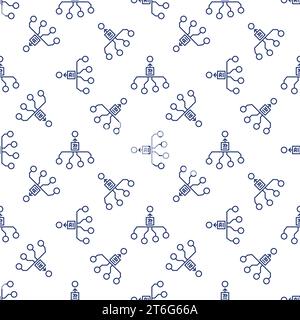AI Generation vector Artificial Intelligence concept thin line seamless pattern Stock Vector