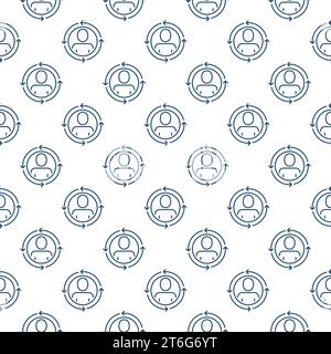 Circle with Man inside Arrows vector concept seamless pattern in thin line style Stock Vector