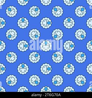Cog Wheel with Man vector concept blue seamless pattern Stock Vector