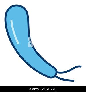 Spirillum vector Gram negative bacteria concept blue icon or sign Stock Vector