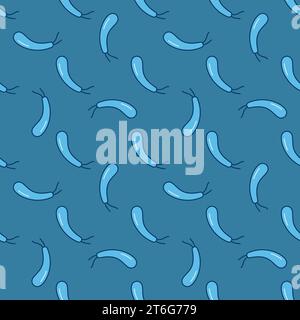 Spirillum vector Gram negative bacteria concept blue seamless pattern Stock Vector