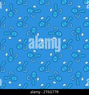 Bacteria Microorganisms vector concept blue seamless pattern Stock Vector