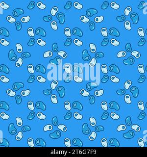 Bacteria or Microbes vector concept blue seamless pattern Stock Vector