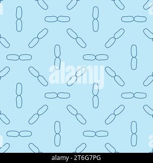 Bacilli vector bacteria concept blue seamless pattern in outline style Stock Vector