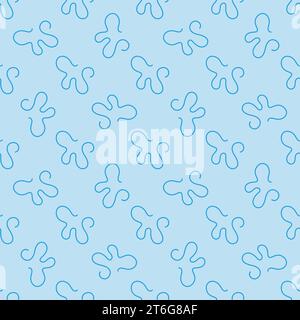 Line Bacteria vector concept simple blue seamless pattern Stock Vector