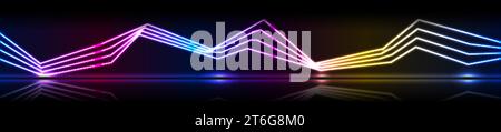 Glowing neon laser curved lines technology banner. Futuristic vector background Stock Vector