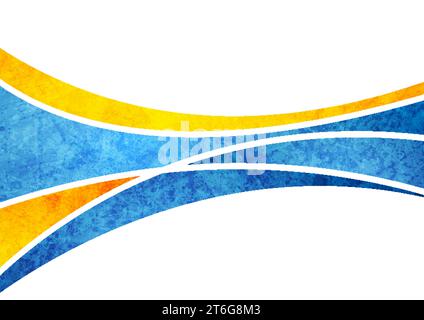 Blue and orange grunge waves abstract minimal background. Vector corporate design Stock Vector