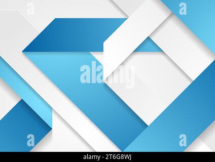 Blue and grey tech corporate material abstract background. Geometric paper vector design Stock Vector